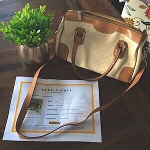 Authentic Gucci GG classic cream and brown monogram handbag with COA